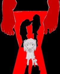Rule 34 | 1boy, 3girls, abuse, aged down, asphyxiation, barefoot, creepy, doll, the end of evangelion, feet, hand on another&#039;s neck, ikari shinji, long hair, looking at viewer, multiple girls, neon genesis evangelion, ryona, sad, shadow, sketch, souryuu asuka langley, standing, strangling, tears, twintails, violence
