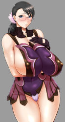 Rule 34 | 1girl, apron, black hair, blush, breasts, cattleya (queen&#039;s blade), covered erect nipples, curvy, elbow gloves, glasses, gloves, green eyes, highres, huge breasts, looking at viewer, mature female, open mouth, ponytail, queen&#039;s blade, solo, st.germain-sal, standing