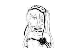 Rule 34 | 1girl, animated, choker, fate/grand order, fate/hollow ataraxia, fate (series), headband, looking at viewer, monochrome, simple background, smile, sparkle, stheno (fate), tagme, twintails, white background