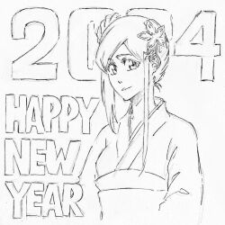 Rule 34 | 1girl, 2024, bleach, happy new year, inoue orihime, japanese clothes, new year, rakusakugk, solo