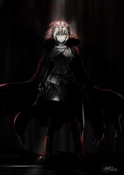 Rule 34 | 1girl, armor, black thighhighs, blonde hair, breasts, cape, fate/grand order, fate (series), gloves, helmet, jeanne d&#039;arc (fate), jeanne d&#039;arc alter (avenger) (fate), jeanne d&#039;arc alter (avenger) (first ascension) (fate), jeanne d&#039;arc alter (fate), kojima saya, large breasts, looking at viewer, ruler (fate/grand order), short hair, smile, solo, thighhighs, yellow eyes
