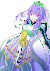 Rule 34 | 1girl, ayakase hotaru, breasts, choker, crystal, detached sleeves, dress, expressionless, gloves, highres, jewelry, little queen, open mouth, pants, purple eyes, purple hair, short hair, skirt, solo, tales of (series), tales of graces, thighhighs, tiara, white background