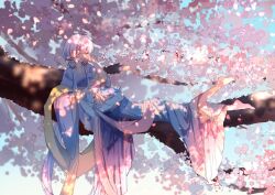Rule 34 | 280548709, 2girls, barefoot, blue hair, blurry, branch, cherry blossoms, chinese clothes, closed eyes, creature, dappled sunlight, day, depth of field, flower, hagoromo, haiyi, highres, in tree, japanese clothes, lap pillow, long hair, long sleeves, lying, multiple girls, outdoors, petals, pink hair, ribbon, shawl, sitting, sitting in tree, sunlight, toes, tree, very long hair, vocaloid, vsinger, white hair, wide sleeves, xingchen