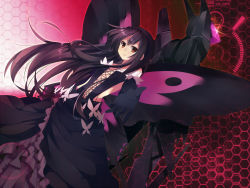 Rule 34 | 10s, 1girl, accel world, antenna hair, bad id, bad pixiv id, bare shoulders, black dress, black gloves, black hair, blush, brown eyes, bug, butterfly, butterfly wings, dress, dutch angle, elbow gloves, flat chest, gloves, hairband, insect, insect wings, kuroyukihime, light smile, long hair, mishima kurone, outstretched hand, solo, wings