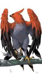 Rule 34 | beak, bird, branch, commentary request, creatures (company), feathered wings, feathers, game freak, gen 3 pokemon, gen 6 pokemon, grabbing, grabbing from behind, highres, nintendo, no humans, open mouth, pokemon, pokemon (creature), standing, talonflame, talons, white background, wings, wingull, yunimaru