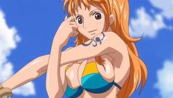 Rule 34 | animated, animated gif, bikini, breasts, cleavage, large breasts, long hair, nami (one piece), one piece, one piece special: glorious island, swimsuit