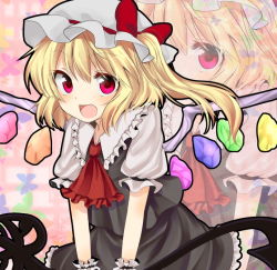 Rule 34 | 1girl, alternate color, asa (coco), ascot, bad id, bad pixiv id, bug, butterfly, fang, female focus, flandre scarlet, hat, bug, laevatein, open mouth, purple eyes, smile, solo, touhou, wings, zoom layer