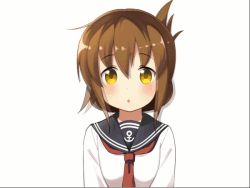 Rule 34 | 10s, 1girl, :d, :o, ^ ^, anchor symbol, animated, animated gif, bell (oppore coppore), blush, bouncing breasts, breasts, brown eyes, brown hair, closed eyes, emofuri, folded ponytail, head tilt, inazuma (kancolle), incoming kiss, kantai collection, leaning forward, looking at viewer, md5 mismatch, neckerchief, open mouth, resolution mismatch, sailor collar, school uniform, serafuku, smile, solo, source larger, ugoira, upper body, white background, yellow eyes