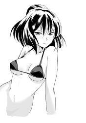 Rule 34 | 1girl, blush, breasts, greyscale, monochrome, shimouki izui, simple background, solo, touhou, white background, yasaka kanako