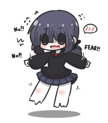 Rule 34 | 1girl, black hoodie, blush, chibi, commentary, commentary request, dissolving, english commentary, english text, fang, flying sweatdrops, full body, grey eyes, grey hair, grey skirt, hair between eyes, highres, hood, hood down, hoodie, long hair, long sleeves, low twintails, open mouth, original, pale skin, pleated skirt, puffy long sleeves, puffy sleeves, romaji commentary, shadow, simple background, skirt, sleeves past wrists, solo, spoken blush, twintails, uni souchou, wavy mouth, white background