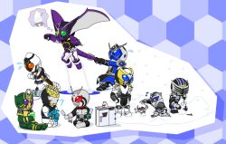 Rule 34 | 6+boys, ?, belt, cup, destwilder, drink, drinking, drinking straw, food, head wings, ice, indian style, jewelry, kamen rider, kamen rider blade (series), kamen rider fourze, kamen rider fourze (series), kamen rider hibiki (series), kamen rider kiva (series), kamen rider leangle, kamen rider ooo, kamen rider ooo (series), kamen rider rey, kamen rider ryuki (series), kamen rider super-1, kamen rider super-1 (series), kamen rider tiger, kamen rider touki, kamen rider wizard, kamen rider wizard (series), male focus, mask, multiple boys, musical note, popsicle, putotyra (ooo combo), redol, refrigerator, rey kivat, ring, seiza, shaved ice, sitting, snow, tail, tail grab, tailcoat, wings