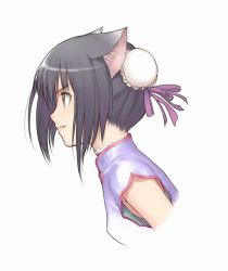 Rule 34 | 10s, 1girl, animal ears, black hair, brown eyes, bun cover, cat ears, china dress, chinese clothes, choker, double bun, dress, flat chest, frills, grin, hair between eyes, hair bun, lace, leaning forward, looking away, official art, profile, ribbon, sega, shaomei rin, shining (series), shining hearts, short hair, simple background, smile, solo, tony taka, turtleneck, upper body, white background