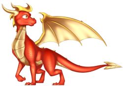 Rule 34 | colored skin, dragon, dragon horns, dragon tail, dragon wings, dragonoficeandfire, flame the dragon, horns, orange eyes, red skin, spyro (series), tail, the legend of spyro, wings