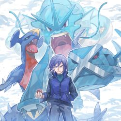 Rule 34 | 1boy, black eyes, closed mouth, commentary request, creatures (company), frown, game freak, garchomp, gen 1 pokemon, gen 3 pokemon, gen 4 pokemon, green shirt, grey pants, gyarados, hand in pocket, holding, holding poke ball, jacket, long sleeves, looking at viewer, male focus, metagross, nintendo, outline, oyasuminjyutsu, pants, paul (pokemon), poke ball, poke ball (basic), pokemon, pokemon (anime), pokemon (creature), pokemon dppt (anime), shirt, short hair