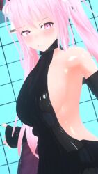 Rule 34 | 1girl, animated, bare shoulders, bouncing breasts, breasts, cornelia vr, highres, large breasts, long hair, meme attire, pink eyes, pink hair, sideboob, solo, tagme, twintails, video, virgin killer sweater, vrchat
