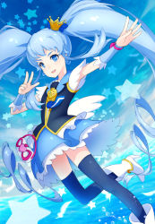 Rule 34 | 10s, 1girl, bad id, bad pixiv id, blue eyes, blue hair, blue skirt, blue thighhighs, brooch, crown, cure princess, happinesscharge precure!, heart, heart brooch, high heels, highres, jewelry, long hair, looking at viewer, magical girl, matching hair/eyes, ocean, precure, shirayuki hime, skirt, solo, star (symbol), tacta, thighhighs, twintails