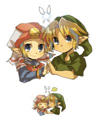 Rule 34 | 1boy, 1girl, blonde hair, blue eyes, blush, chibi, closed eyes, fairy, hat, link, navi, nintendo, open mouth, pointy ears, princess zelda, short hair, smile, the legend of zelda, the legend of zelda: ocarina of time, young link, young zelda, aged down