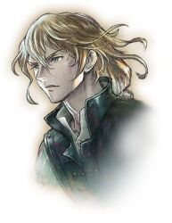 Rule 34 | 1boy, blonde hair, closed mouth, high collar, ikusy, long hair, looking afar, male focus, official art, prince, roland glenbrook, solo, transparent background, triangle strategy, upper body, vest
