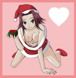 Rule 34 | 1girl, baggy clothes, breasts, brown eyes, christmas, downblouse, extended downblouse, gift, hat, heart, izayoi aki, large breasts, nipples, panties, red hair, santa hat, underwear, white panties, yu-gi-oh!, yu-gi-oh! 5d&#039;s