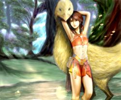 Rule 34 | 10s, chocobo, final fantasy, final fantasy xiii, forest, midriff, miniskirt, nature, oerba dia vanille, skirt, twintails