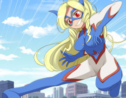 Rule 34 | 10s, 1girl, airborne, alternate eye color, blonde hair, blue sky, bodysuit, boku no hero academia, breasts, building, city, cloud, day, domino mask, drill hair, flying, flying kick, from side, giant, giantess, gloves, grin, hands up, happy, horns, image sample, incoming kick, kicking, long hair, looking down, looking to the side, mask, md5 mismatch, medium breasts, motion lines, mount lady, outdoors, outstretched leg, parted lips, red eyes, sidelocks, skin tight, sky, smile, solo, superhero costume, teeth, thighhighs, yassy (yasikoz2008)