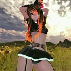 Rule 34 | 1girl, animal ears, animated, ass shake, black hair, bouncing breasts, breasts, curvy, long hair, medium breasts, orange eyes, orange hair, solo, tagme, thick thighs, thighs, video, vrchat