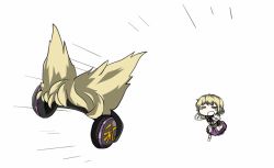 Rule 34 | 1girl, = =, animated, animated gif, blonde hair, byourou, chasing, headphones, running, solo, tears, touhou, toyosatomimi no miko, ugoira, what