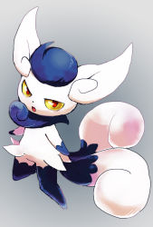 Rule 34 | 1girl, :o, colored sclera, creatures (company), fang, full body, game freak, gen 6 pokemon, grey background, looking at viewer, meowstic, meowstic (female), nintendo, pokemon, pokemon (creature), red eyes, simple background, solo, tooth, yellow sclera