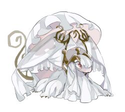 Rule 34 | animal, animal focus, bed, canopy bed, dragon, frills, full body, no humans, omarumaru, original, red eyes, simple background, solo, white background