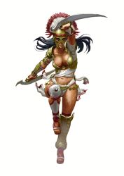 Rule 34 | amazon warrior, armor, breasts, brown hair, cleavage, dark skin, gladiator, gladiator begins, helmet, medeia, official art, weapon