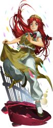 Rule 34 | 1girl, black footwear, blue eyes, chinese clothes, collared shirt, eosatto (eo4tto), full body, green hat, green skirt, green vest, hat, hat ornament, highres, hong meiling, long hair, open mouth, pants, red hair, shirt, shoes, short sleeves, skirt, smile, socks, solo, standing, standing on one leg, star (symbol), star hat ornament, touhou, transparent background, twintails, vest, white pants, white shirt, white socks