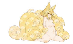Rule 34 | 1girl, animal ears, barefoot, blonde hair, female focus, fox ears, fox tail, nude, solo, tail, touhou, uewtsol, yakumo ran
