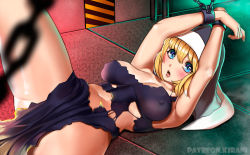 Rule 34 | 1girl, bdsm, blush, bondage, bound, breasts, cuffs, curvy, en&#039;en no shouboutai, female focus, handcuffs, indoors, iris (enen no shouboutai), kirani, large breasts, looking at viewer, navel, nun, short hair, solo, stomach, thick thighs, thighs, veil, wide hips