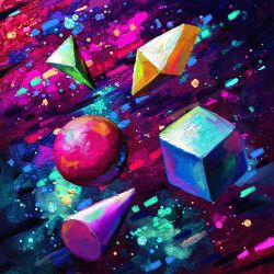 Rule 34 | abstract, commentary, cone, cortoony, cube, english commentary, floating, geometry, no humans, original, pyramid (geometry), space, orb, star (sky), still life