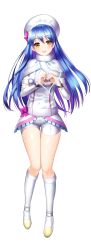 Rule 34 | 10s, 1girl, aile (crossroads), blue hair, boots, full body, hat, heart, heart hands, highres, knee boots, long hair, looking at viewer, love live!, love live! school idol project, shorts, snow halation, solo, sonoda umi, standing, thigh gap, transparent background, very long hair, white background, white footwear, yellow eyes