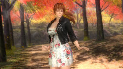Rule 34 | 3d, breasts, dead or alive, dead or alive 5, dress, forest, jacket, kasumi (doa), large breasts, nature, official art, tecmo