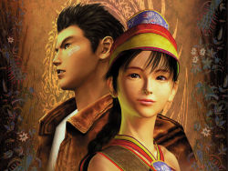 Rule 34 | 1boy, 1girl, 3d, artist request, bandaid, black hair, braid, brown eyes, chinese clothes, hat, hazuki ryou, jacket, ling shen hua, lipstick, makeup, official art, official wallpaper, red eyes, shenmue, shenmue i, smile