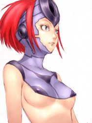 Rule 34 | 1girl, adapted costume, breasts, covered erect nipples, fumio (rsqkr), grey eyes, red hair, short hair, soldier, solo, underboob, x-com