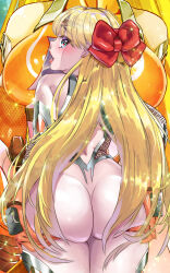 Rule 34 | 1girl, aino minako, arion canvas, ass, ass focus, ass grab, bishoujo senshi sailor moon, blonde hair, blue eyes, bodysuit, bow, bowtie, breasts, butt crack, grabbing own ass, hair bow, highres, large breasts, long hair, looking at viewer, looking back, open mouth, sailor venus, solo, taimanin (series)