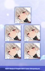 Rule 34 | azur lane, blunt bangs, blush, closed mouth, expression chart, expressionless, expressions, furrowed brow, japanese clothes, mimoza (96mimo414), official art, red eyes, shimanto (azur lane), smile, straight hair, tearing up, white hair