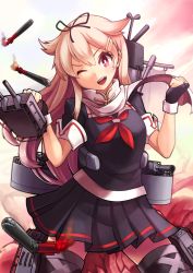 Rule 34 | &gt;;d, 10s, 1girl, ;d, ;p, blonde hair, blush, bow, cannon, delta monster, fang, gloves, gun, hair bow, hair flaps, hair ornament, hair ribbon, hairclip, kantai collection, long hair, messy hair, one eye closed, open mouth, personification, red eyes, ribbon, scarf, school uniform, serafuku, short sleeves, skirt, smile, solo, tongue, tongue out, torpedo, turret, v-shaped eyebrows, weapon, wink, yuudachi (kancolle), yuudachi kai ni (kancolle)
