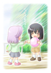 Rule 34 | 00s, 2girls, black hair, holding hands, kajiki yumi, multiple girls, purple hair, saki (manga), sumeragi kou, touyoko momoko