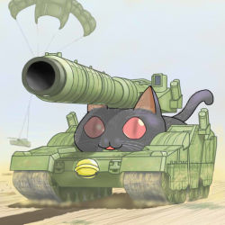 Rule 34 | cat, gundam, gundam ms igloo, hildolfr, mecha, military, military vehicle, motor vehicle, parachute, robot, tank