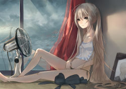 Rule 34 | 1girl, absurdres, bad end, bare legs, barefoot, black panties, breasts, brown eyes, camisole, cloud, cloudy sky, commentary request, drawing (object), electric fan, hair between eyes, highres, iei, kasugano sora, long hair, long legs, messikid, panties, picture frame, pregnant, sad, side-tie panties, silver hair, sitting, skinny, sky, slender, small breasts, solo, string panties, stuffed animal, stuffed rabbit, stuffed toy, twintails, underwear, underwear only, very long hair, yosuga no sora