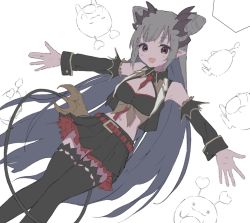 Rule 34 | 1girl, nanashi inc., armpits, bad id, bad twitter id, bare shoulders, belt, between breasts, black skirt, black thighhighs, breasts, cleavage, cone hair bun, cowboy shot, demon girl, demon horns, demon tail, detached sleeves, epi zero, frilled skirt, frills, hair bun, honey strap, horns, long hair, long sleeves, looking at viewer, navel, necktie, necktie between breasts, pointy ears, red belt, red eyes, red necktie, silver hair, sketch, skirt, smile, solo, suou patra, tail, thighhighs, very long hair, virtual youtuber