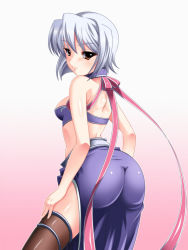 Rule 34 | 1girl, ass, breasts, highres, huge ass, kayuu, koihime musou, looking at viewer, looking back, shin koihime musou, short hair, smile, solo, thighhighs, yagami (mukage)