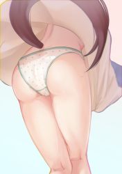 Rule 34 | 1girl, absurdres, ass, casual, commentary request, head out of frame, highres, horse girl, horse tail, mejiro dober (umamusume), panties, polka dot, polka dot panties, simple background, solo, tail, thighs, umamusume, underwear, white background, yonemochi yume
