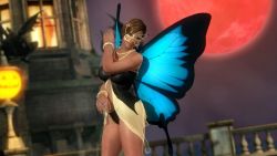 Rule 34 | 1girl, 3d, breasts, bug, butterfly, butterfly wings, dark-skinned female, dark skin, dead or alive, dead or alive 5, female focus, highres, insect, insect wings, jewelry, large breasts, lisa hamilton, mask, nature, official art, official wallpaper, outdoors, plant, short hair, sky, solo, wallpaper, wings