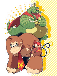 Rule 34 | ape, cape, crown, diddy kong, donkey kong, donkey kong (series), donkey kong country, furry, furry male, grin, king k. rool, looking at another, minashirazu, nintendo, no humans, smile