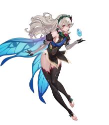 Rule 34 | 1girl, bare shoulders, breasts, cape, closed mouth, corrin (female) (fire emblem), corrin (fire emblem), covered navel, dress, ekao, elbow gloves, fire emblem, fire emblem fates, fire emblem heroes, floating, floating object, full body, gloves, gradient clothes, hair ornament, hairband, highres, lips, long hair, medium breasts, nintendo, non-web source, official art, panty straps, pointy ears, red eyes, see-through, short dress, sleeveless, sleeveless dress, smile, solo, stone, thighhighs, thighs, thorns, toeless legwear, toes, transparent background, white hair